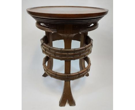 Antique hand carved Chinese console table, in a barrel form. [67cm in height, 54cm in diameter] 