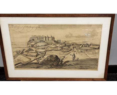 Antique print titled 'Prospect of Stirling' [Frame measures 36x52cm] 