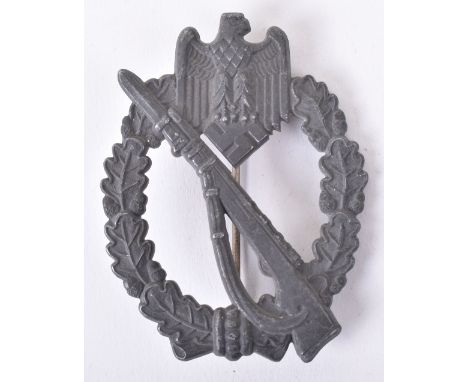 German Army / Waffen-SS Infantry Assault Combat Badge, silver grade example with “WH” makers mark to the reverse. Complete wi