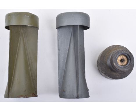 WW2 German Incendiary Bomb Fins and Base: Two painted fins and base. (3 items) 