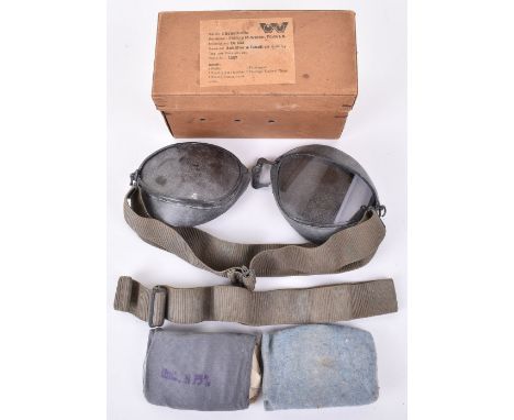 WW2 German Luftwaffe Flying Goggles, being the later types with large lenses. Housed in the original card box of issue with s