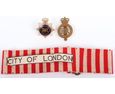 Two Obsolete City Of London Police Cap Badges, Queens crown brass EIIR other ranks, cap badge, Senior officers gilt/enamel Qu