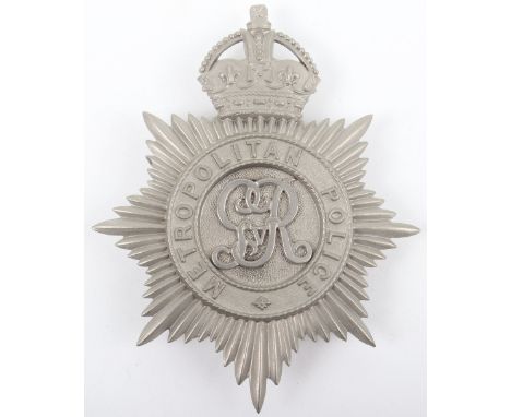 Metropolitan Police George V Helmet Plate, Kings crown, Inspectors Ceremonial white metal star, white metal GVR centre, three