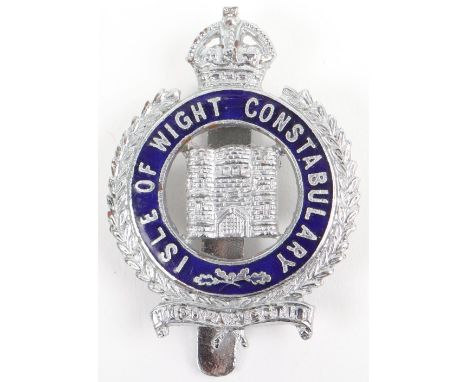 Isle of Wight Constabulary, all ranks cap badge, Kings crown, blue enamel, with slider fitting to back. 