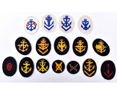 WW2 German Kriegsmarine Cloth Tunic Trade Badges: Mixture of summer and winter trade badges. (16 items) 