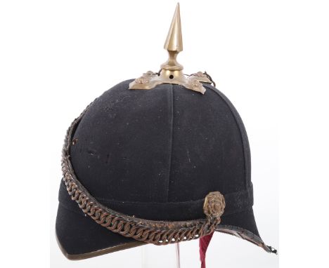 British Officers Blue Cloth Home Service Pattern Helmet, complete with its original brass spike and cross base. Helmet is wit