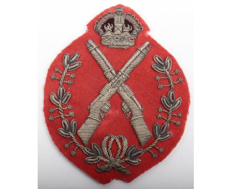 Post 1902 British Army Shooting Prize Cloth Arm Badge, for best shot of sergeants in the regiment. Bullion embroidered crown 