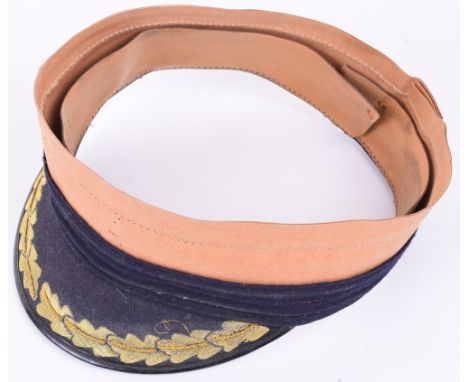German Naval Officers Cap Peak, With single row of bullion wire embroidered oakleaves. Complete with the leather sweatband ha