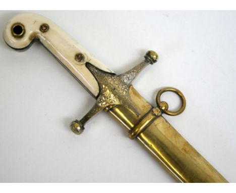 Victorian Childs Mameluke Sword, complete with its original brass scabbard. Bone handle decorated with two rosettes to each s