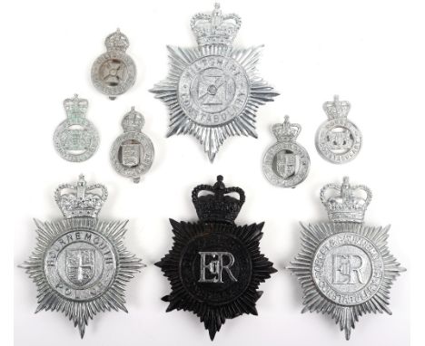 Police Helmet Plates, Queens crown chrome Bournemouth Police, Wiltshire constabulary (one fixing lug missing) Dorset &amp; Bo