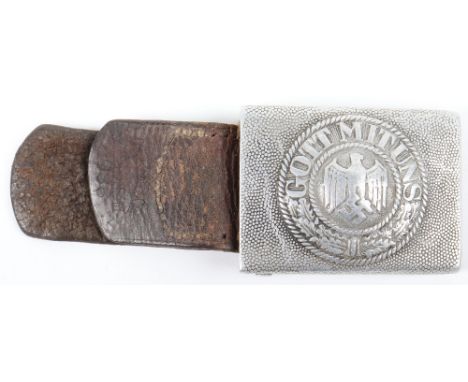 WW2 German Army Other Ranks Belt Buckle, fine aluminium example with 1938 dated leather tab. Generally good example. 