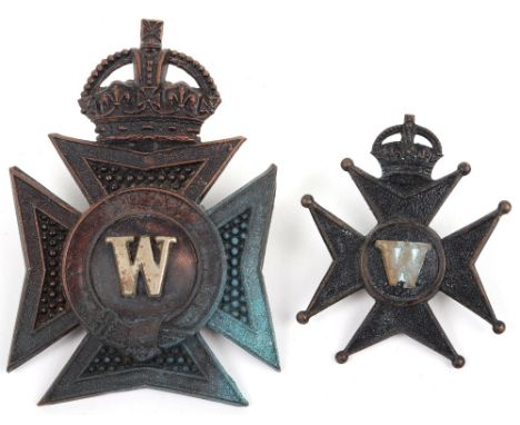 Wiltshire Police Helmet Plate, pre 1935 Kings crown, black Maltese cross, white metal ‘W’ centre, with two lug fittings on th