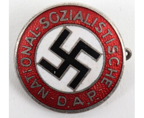 Third Reich NSDAP Party Membership Badge, enamel example with pin and catch fixing to the reverse. Marked to the reverse RZM 
