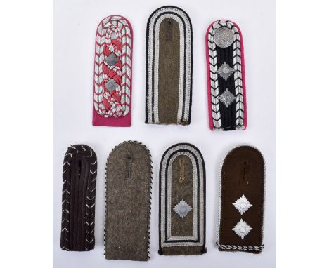 WW2 German Tunic Shoulder Boards, all being single boards ,four complete with metal pips ,all in good condition. (7 items)