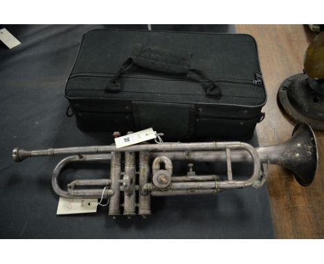 A Lindo clarinet, in fitted case; together with a trumpet marked 'John Grey &amp; Sons, made at the French factory'. (2)