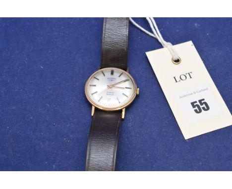 A gentleman's gold-plated wristwatch by Rotary, on black leather strap.
