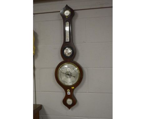 A reproduction inlaid mahogany banjo barometer.