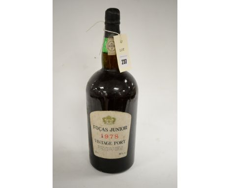 A bottle of Focas Junior 1978 Vintage Port , 1.5 litre (double bottle).