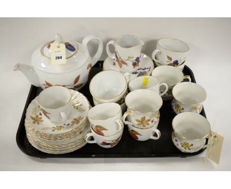 A Royal Worcester 'Evesham' pattern part teaset; together with Old Foley part tea set.