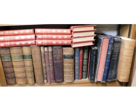 19thC and later leather and cloth bindings, to include Liddell and Scott, Greek to English Lexicon, various bound editions of
