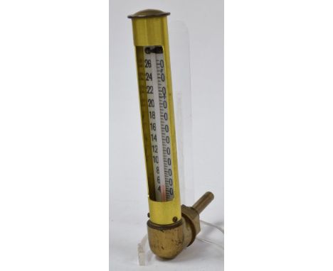 A brass cased industrial thermometer, 22cm high. 