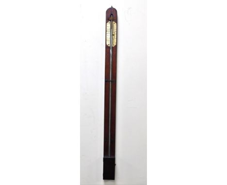 A 19thC mahogany cased stick barometer, with ivory gauge, 97cm high.