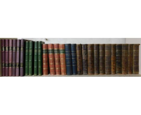 A quantity of leather bindings, to include various volumes of the Monthly Packet, gilt half leather and canvas bound, publish