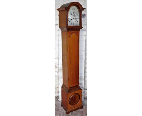 A 20thC mahogany grandmother type clock, the silvered dial engraved Tempus Fugit, with an eight day movement, the mahogany ca