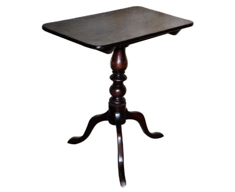A 19thC mahogany tripod table, with rectangular tilt top, 76cm high, the top 44cm x 71cm.