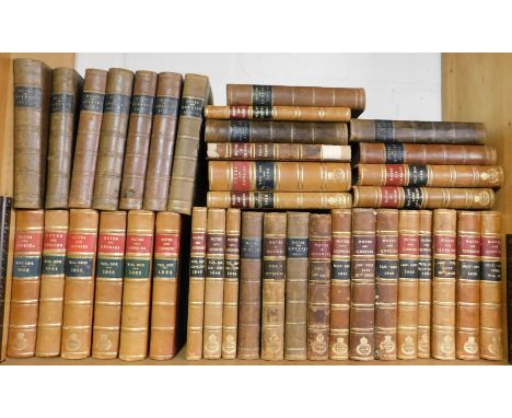 Notes and Queries, various volumes from the late 19th to mid 20thC, leather bound with gilt tooling, various publishers and d