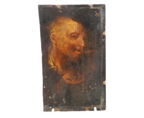 18thC Continental School. Head and shoulders portrait of an old gentleman, oil on mahogany panel, 16.5cm x 10cm.