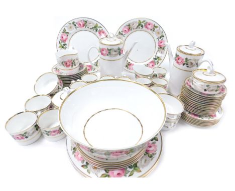 A Royal Worcester Royal Garden pattern porcelain part dinner, tea and coffee service, including a pair of coffee pots, fruit 