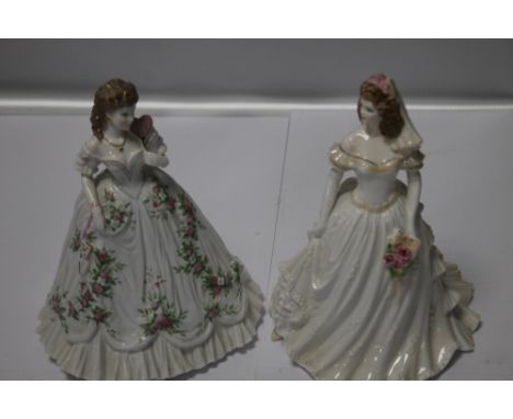 TWO ROYAL WORCESTER FIGURINES 'QUEEN OF HEARTS' AND 'GOLDEN MOMENTS'Queen of Hearts has a hairline crack to the base