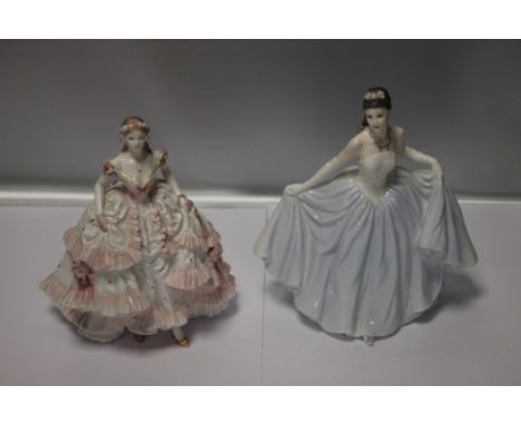 A ROYAL WORCESTER FIGURINE 'ROYAL DEBUT' TOGETHER WITH A COALPORT FIGURINE 'BETH'Royal Debut - has some minor chips to some o