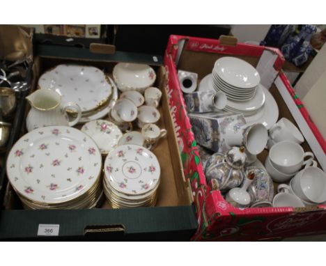 TWO TRAYS OF CERAMICS, TEA AND DINNERWARE TO INCLUDE ROYAL WORCESTER, LIMOGES ETC (TRAY NOT INCLUDED) 