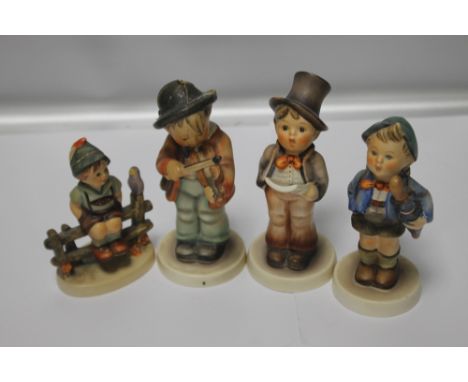 FOUR GOEBEL FIGURES (THE BOY WITH THE VIOLIN HAS DAMAGE)