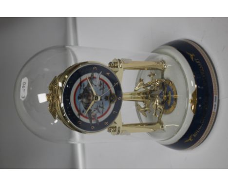 A DOMED MANTEL CLOCK, ROYAL AIR FORCE 90TH ANNIVERSARY
