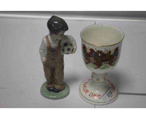 A ROYAL DOULTON TANKARD 'THE THIRD DAY OF CHRISTMAS' TOGETHER WITH A NAO FIGURE (2)