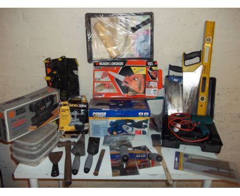 A SELECTION OF TOOLS TO INCLUDE BOXED POWER TOOLS