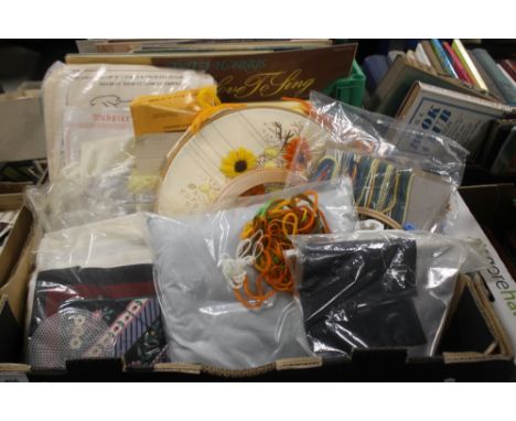 A TRAY OF TAPESTRY AND CROSS STITCH PART KITS