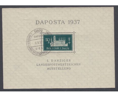 STAMPS DANZIG : 1937 National Philatelic Exhibition pair of miniature sheets fine used, one with light crease! SG MS251 &amp;