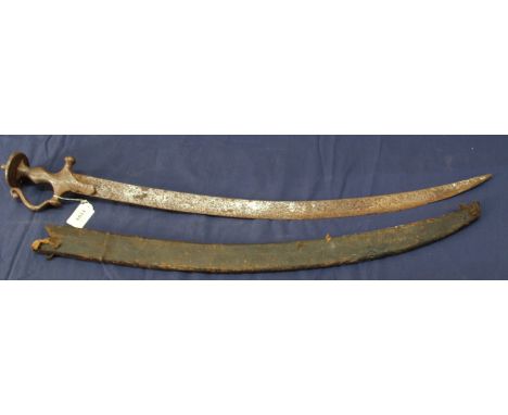 An Indian 'Tulwar' sword in scabbard (as found)