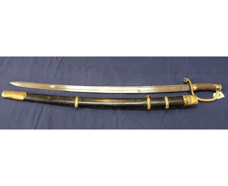 A Russia 1881 Dragoon Troopers sword (PATTERN), this version with scabbard to attach a Mosin-Nagant socket bayonet