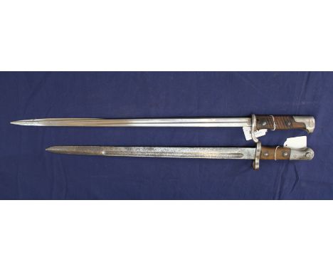 A German model 1898 bayonet 2nd type (no scabbard) with a Mauser style bayonet with 18" blade and Turkish markings (no scabba