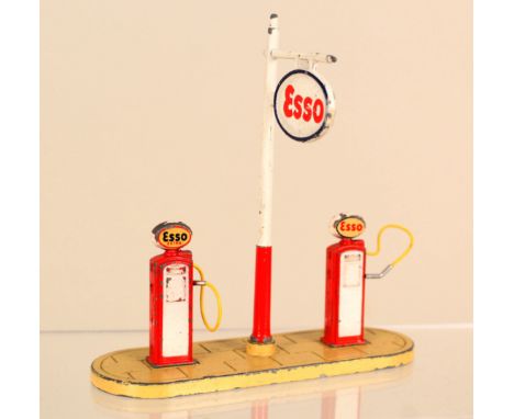 A Dinky Esso fuel pump station with sign