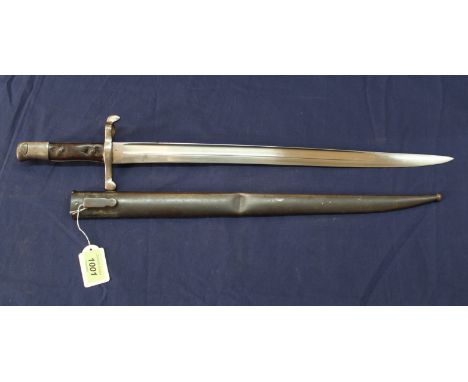 A Portuguese model 1885 sword bayonet with scabbard for the 'Guedes' rifle model 1885