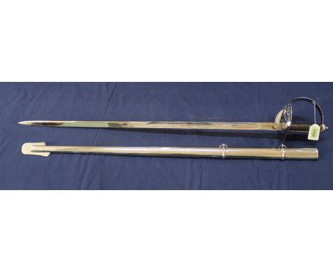 A British '1897' Infantry Officers sword and scabbard, this example believed to be a modern replica