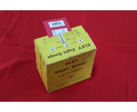 A box of twenty five Eley eight gauge cartridges with No.3 shot for 3 1/4" chambers, this item can only be purchased by someo
