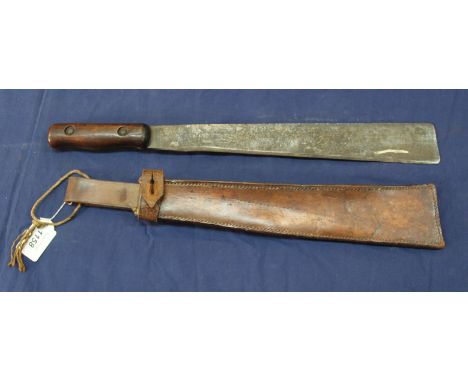 A British WWII era (blade marked G.C.F.45) machete with marker marked, scabbard also dated 1945, this DHA styled example poss