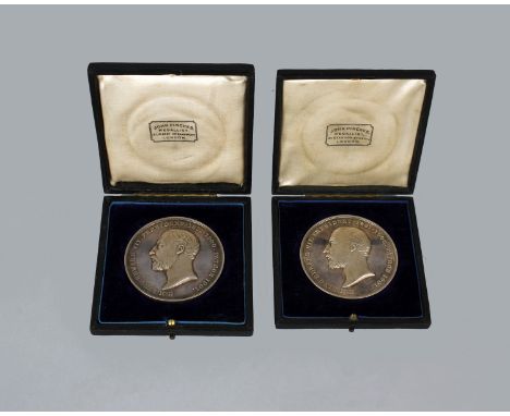 Two  Technological exam medals dated 1901 with later inscription to edge 'George Ford Silk Weaving and throwing first prize 1